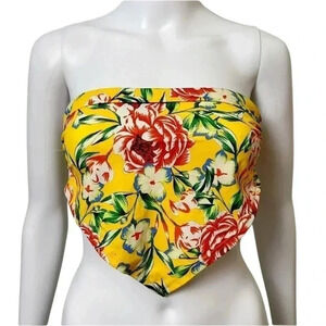 ᴇᴜᴄ ᴜᴏ ꜰʟᴏʀᴀʟ ʙᴀɴᴅᴇᴀᴜ ꜱᴡɪᴍ ᴛᴏᴘ size S yellow red blue bikini bandana swimsuit